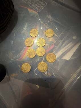 Copperfield's Arcade Game Tokens Lot of 9 Brass Coins